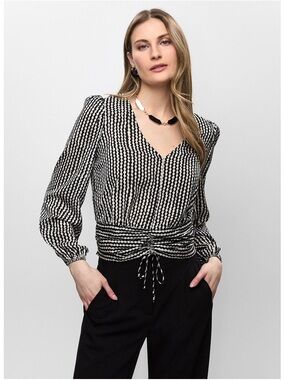 Melanie Lyne wave-patterned blouse with balloon sleeves